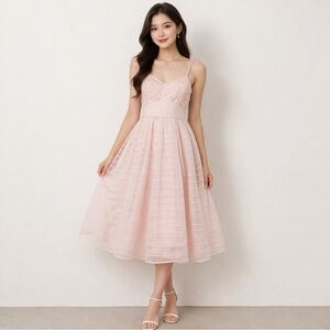 Shadowline Vintage VTG spaghetti strap night gown dress fit & flare blush pink